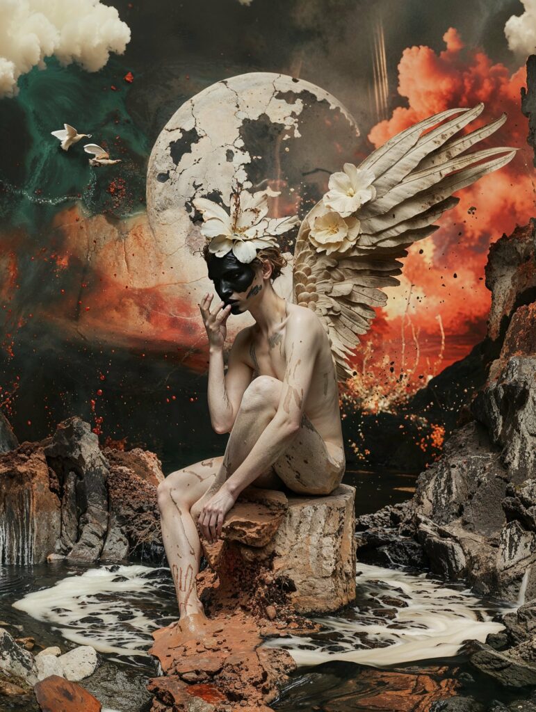 A seated angel