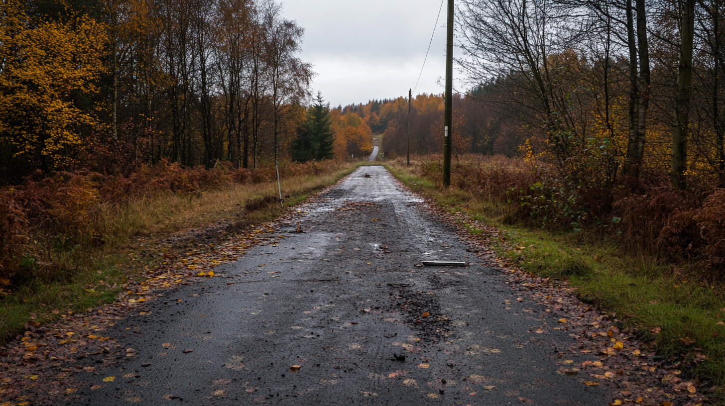 Eine Straße im Wald die in eine Sackgasse führt